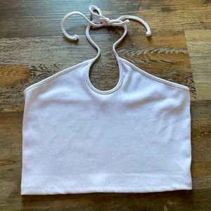 White Ribbed Halter Top